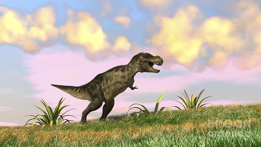 Tyrannosaurus Rex Hunting In An Open Digital Art