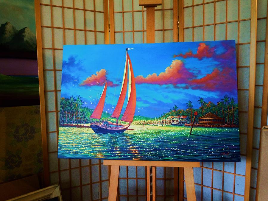 2359 Painting - Moonlight Harbor  ll by Joseph Ruff