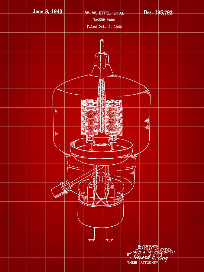 Vacuum Tube Patent 1942 - Red Digital Art by Stephen Younts