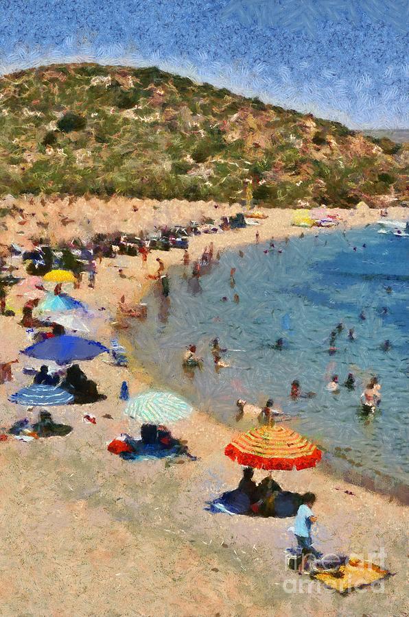 Painting of Vai beach #2 Painting by George Atsametakis