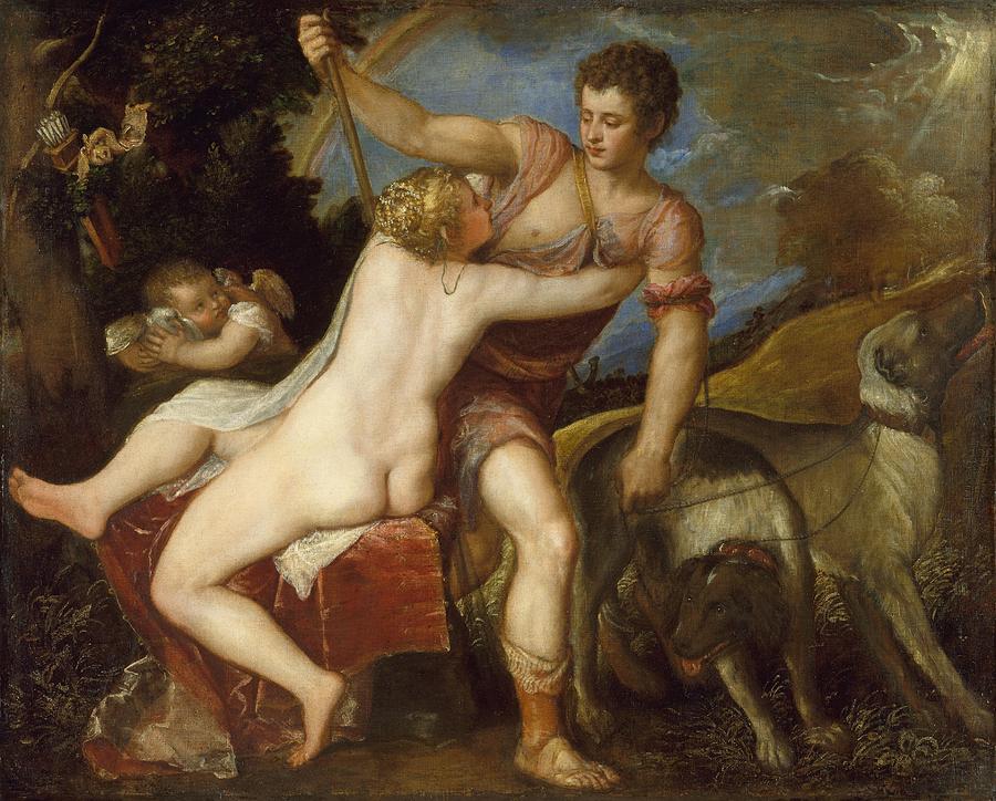 Portrait Painting - Venus and Adonis #3 by Titian