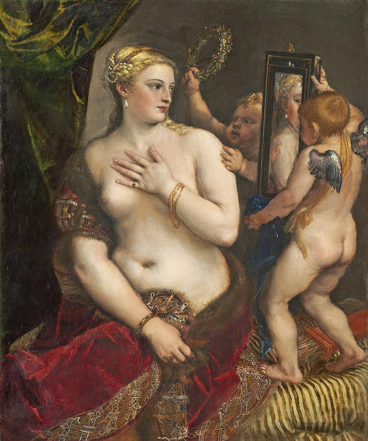 Titian Painting - Venus with a Mirror by Titian