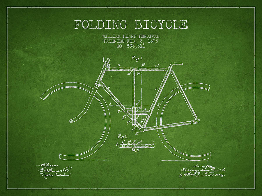 Vintage Digital Art - Vintage Folding Bicycle patent from 1898 #4 by Aged Pixel