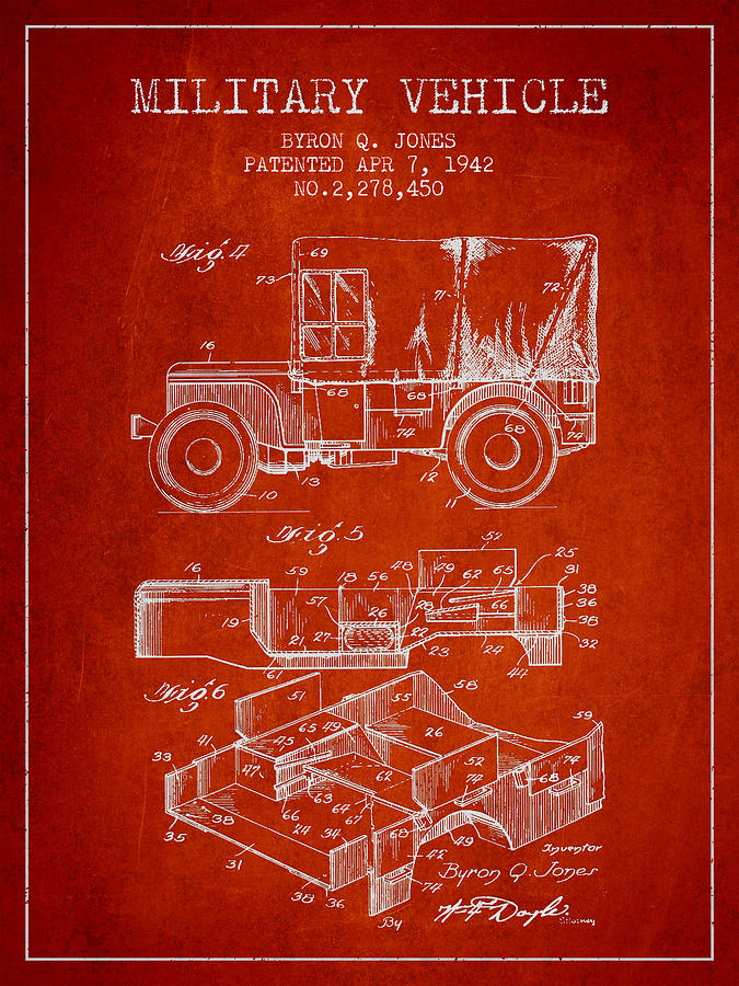 Vintage Digital Art - Vintage Military Vehicle Patent from 1942 #4 by Aged Pixel