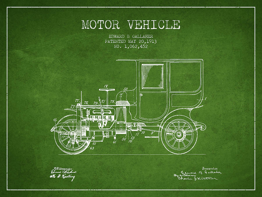 Vintage Digital Art - Vintage Motor Vehicle patent from 1913 #4 by Aged Pixel