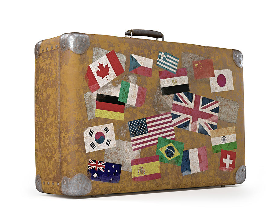 Vintage travel case with stickers Stock Photo by ©billiondigital 118709448