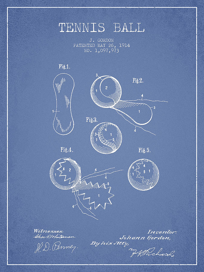 Tennis Digital Art - Vintage Tennnis Ball Patent Drawing from 1914 #4 by Aged Pixel