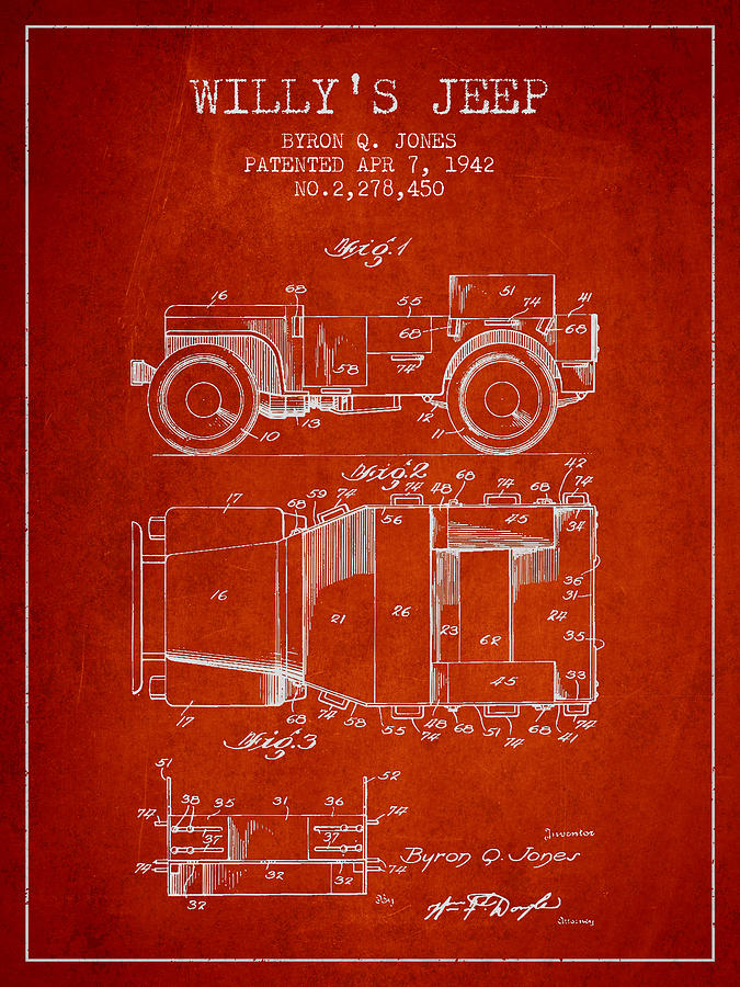 Vintage Digital Art - Vintage Willys Jeep Patent from 1942 #6 by Aged Pixel