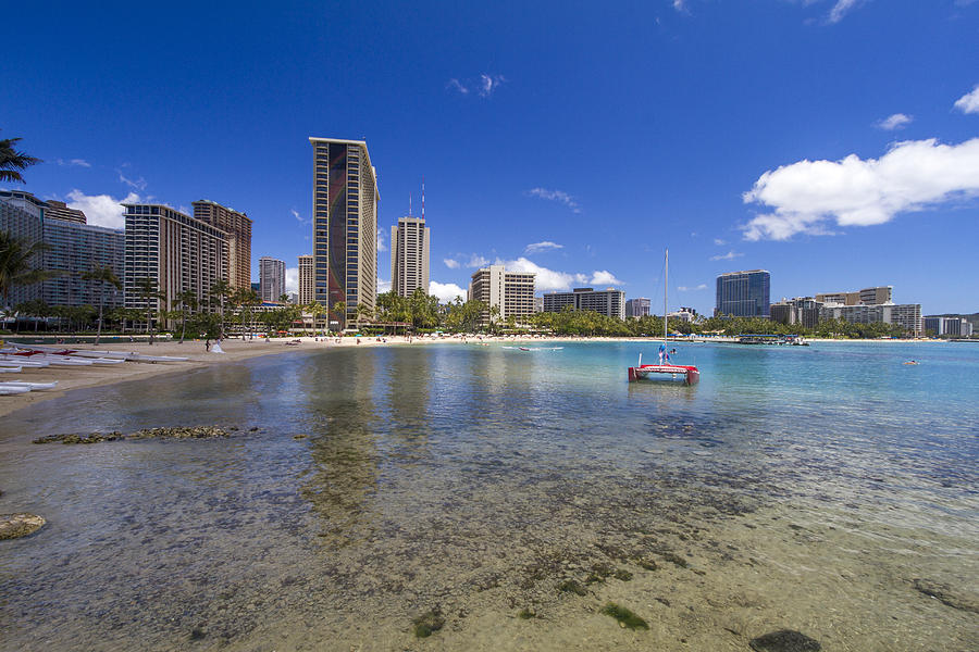 Nature Photograph - Waikiki Beach Hotels Condominiums Honolulu Hawaii #3 by Jianghui Zhang