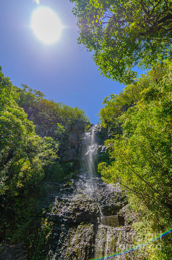 Wailua Falls in a lush tropical valley Maui Hawaii USA #3 Photograph by Don Landwehrle