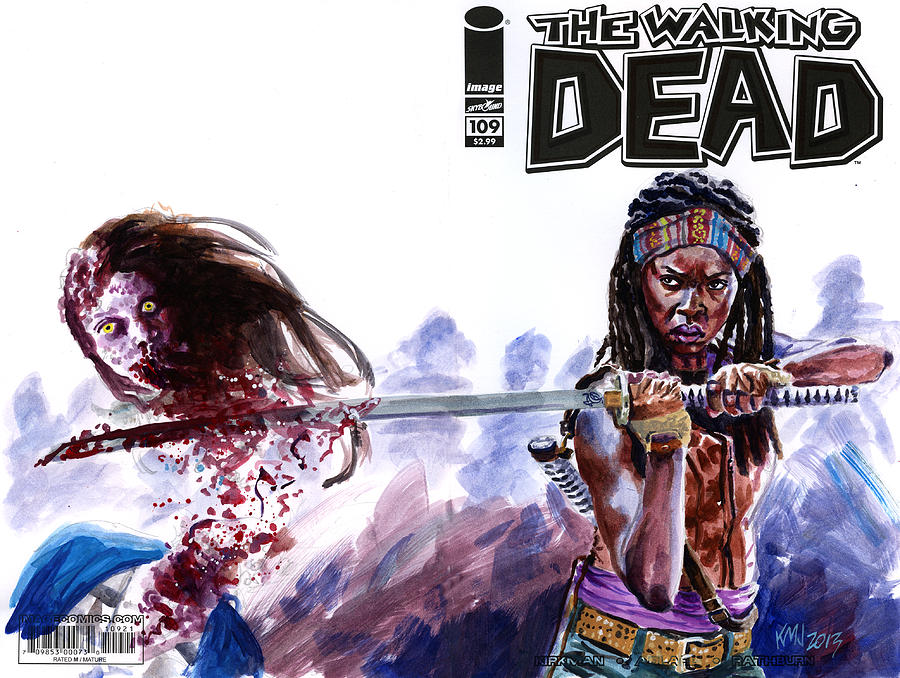 Danai Gurira Painting - Walking Dead Michonne #3 by Ken Meyer jr