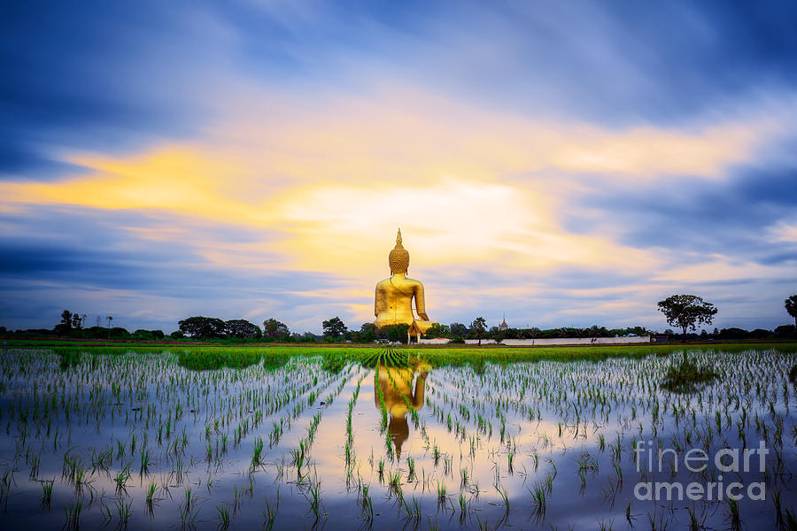 Buddha Photograph - Wat Muang with gilden giant big Buddha statue #3 by Anek Suwannaphoom