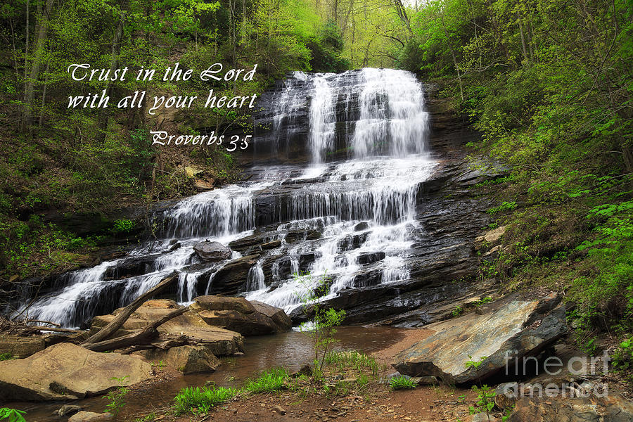 Waterfall With Scripture Photograph