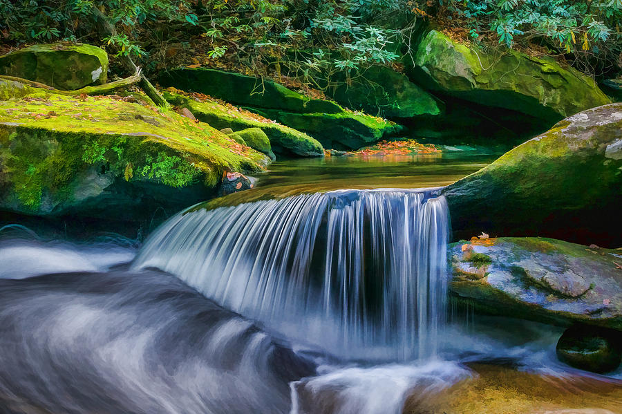 Waterfalls Great Smoky Mountains Painted  #4 Photograph by Rich Franco