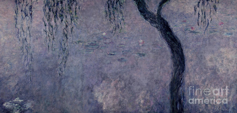 Claude Monet Painting - Waterlilies Two Weeping Willows by Monet by Claude Monet