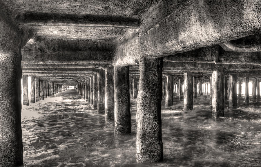 Nature Photograph - Waves Crashing In Underneath The Pier  #3 by Fizzy Image