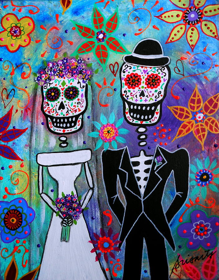 Wedding Dia De Los Muertos #3 Painting by Pristine Cartera Turkus