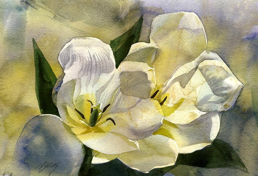  Flower-white tulips Painting by Alfred Ng