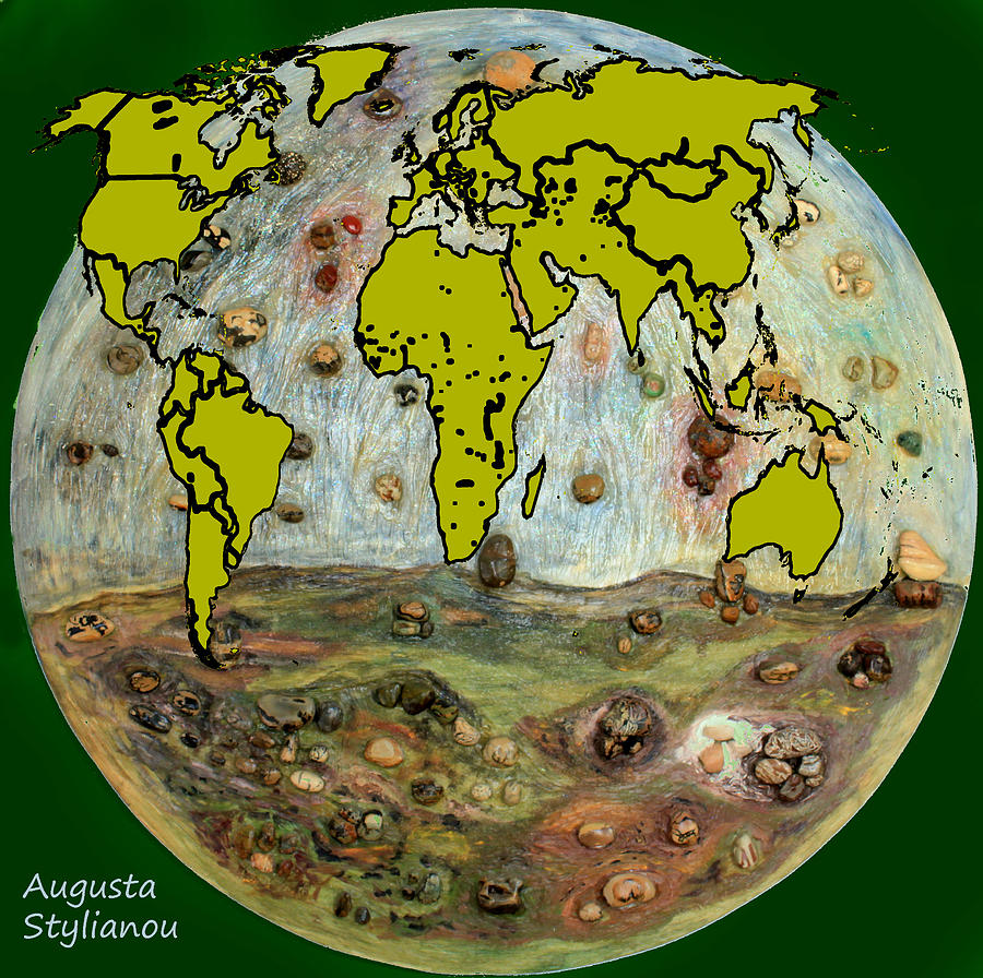 World Map and Earth #5 Digital Art by Augusta Stylianou
