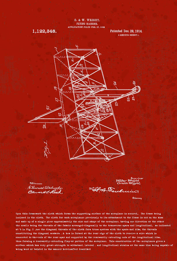 Wright Brothers Flying Machine Patent #3 Digital Art by Marlene Watson