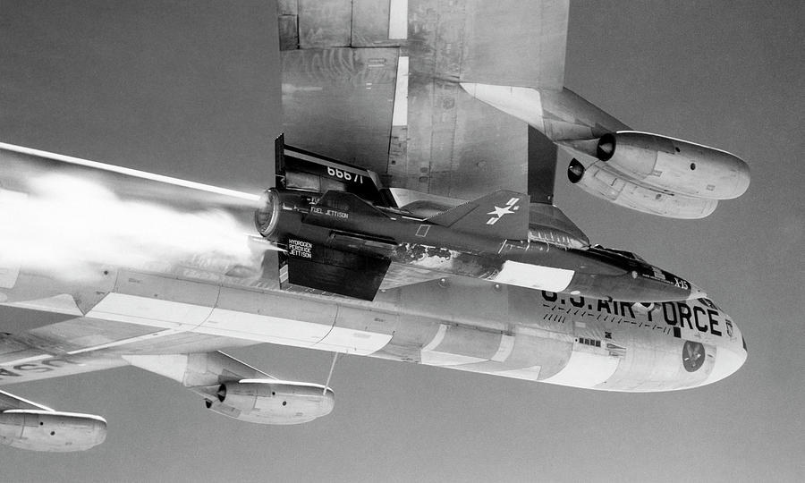 Airplane Photograph - X-15 Aircraft On A Boeing B-52 #3 by Nasa
