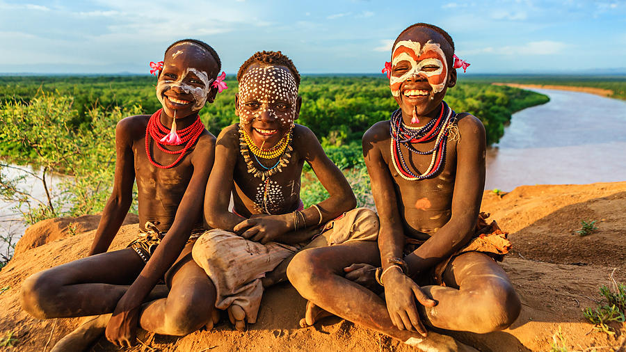 Young boys from Karo tribe, Ethiopia, Africa #3 Photograph by Hadynyah