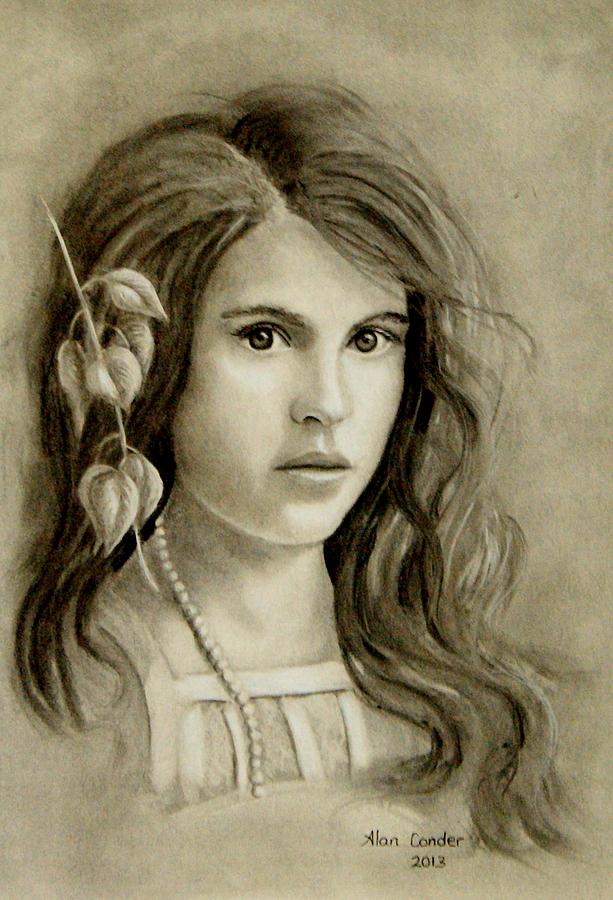 Portrait Drawing - Young Girl by Alan Conder