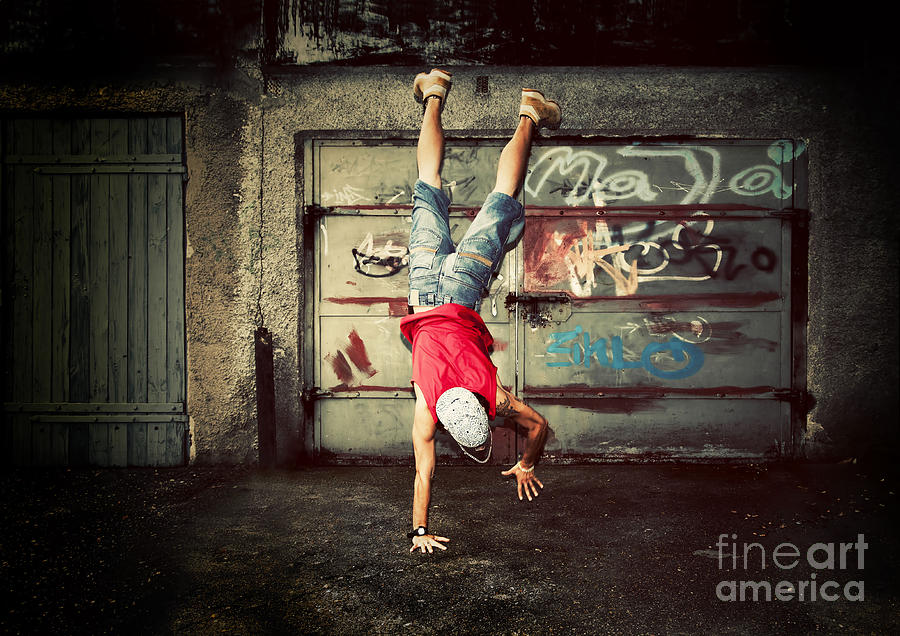 Cool Photograph - Young man jumping on grunge wall #3 by Michal Bednarek
