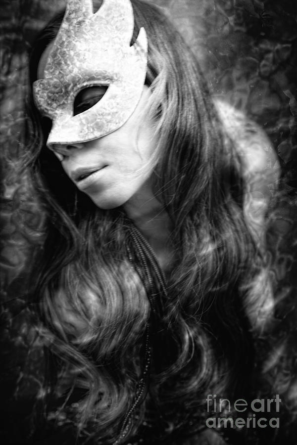 Woman Photograph - Young Woman Wearing Masquerade Mask In Dream Sequence #3 by Joe Fox