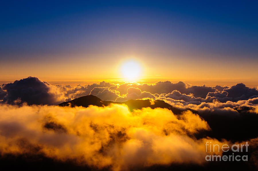 Clouds at sunrise over Haleakala Crater Maui Hawaii USA #30 Photograph by Don Landwehrle