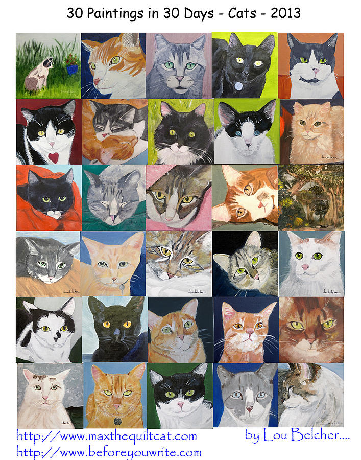 30 Paintings in 30 Days - Cats Painting by Lou Belcher