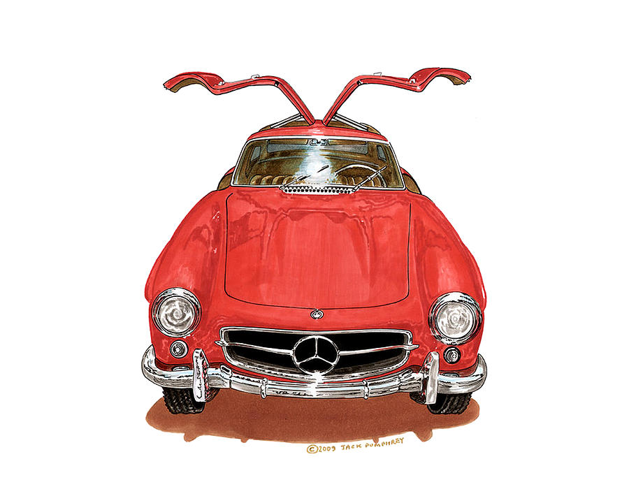 1955 Mercedes Benz 300 S L Gull Wing  Painting by Jack Pumphrey