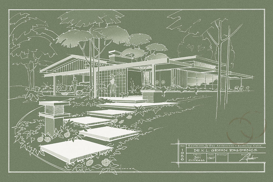 301 Cypress Drive - Moss green Drawing by Larry Hunter