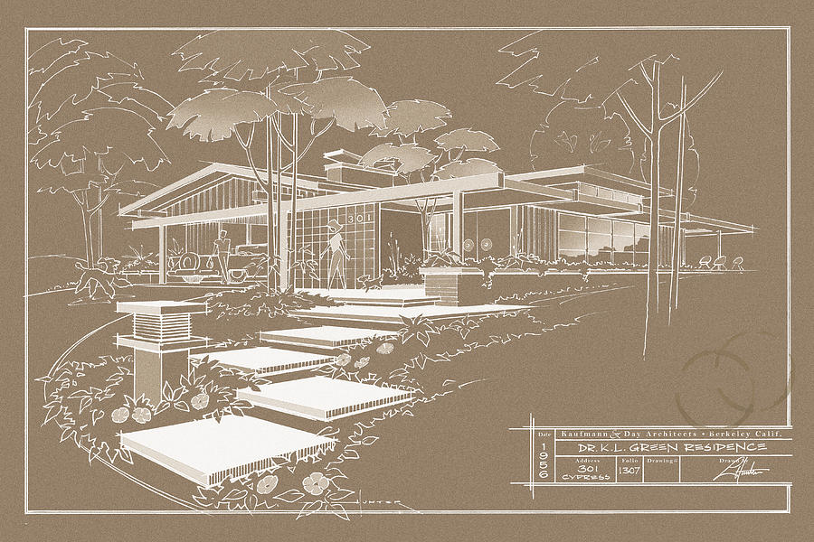 301 Cypress Drive - Sepia Drawing by Larry Hunter