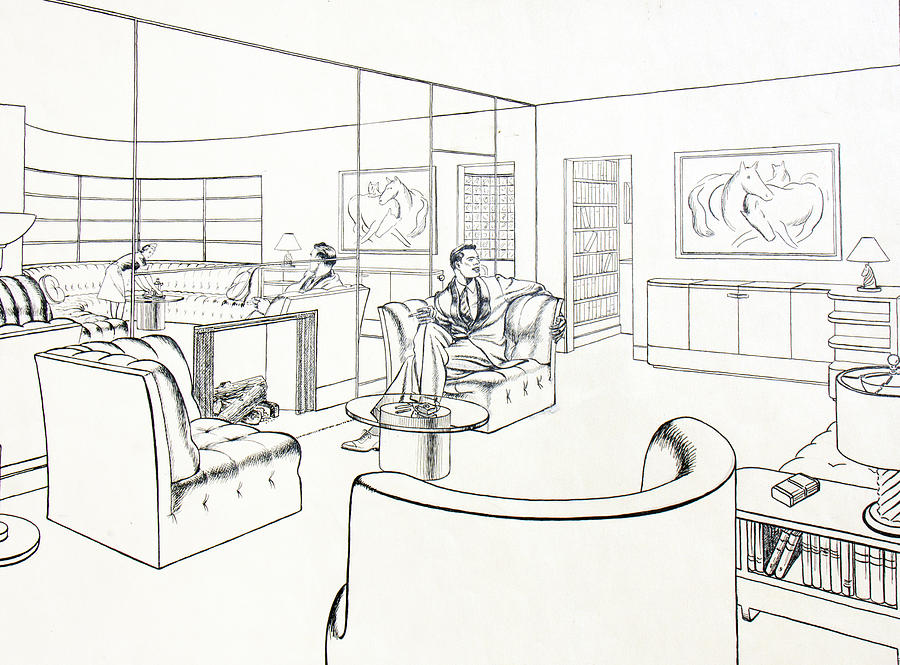 Moderne Man Cave Drawing By Robert Poole   3038 Robert Poole 