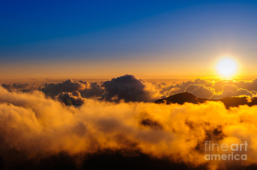 Clouds at sunrise over Haleakala Crater Maui Hawaii USA #31 Photograph by Don Landwehrle