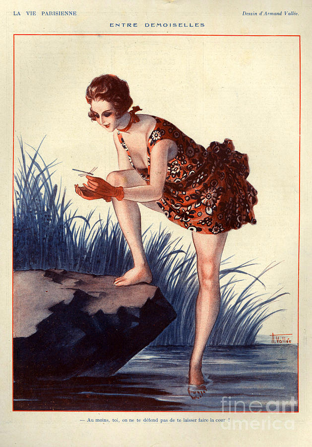 France Drawing - 1920s France La Vie Parisienne Magazine #32 by The Advertising Archives