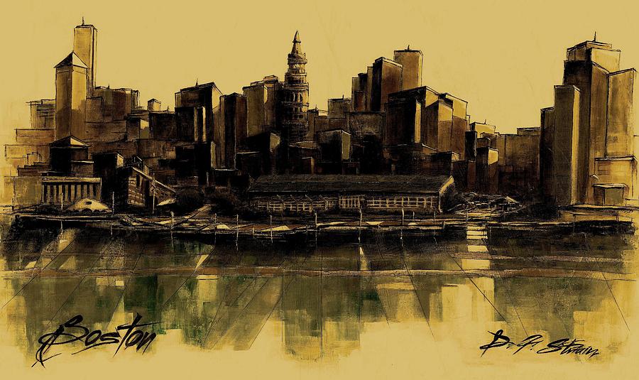 Boston Skyline Painting by Diane Strain