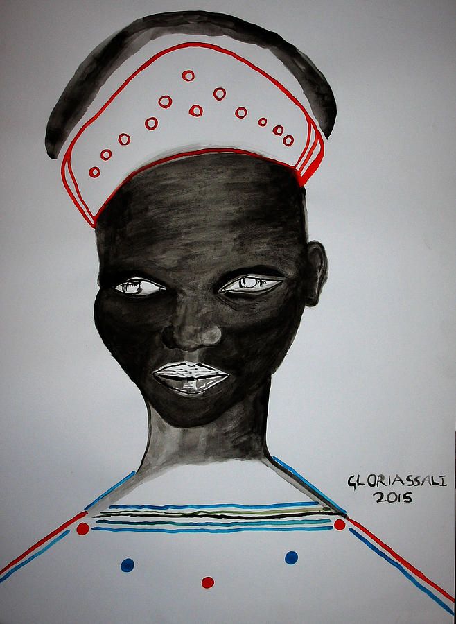 Dinka Bride - South Sudan #32 Painting by Gloria Ssali