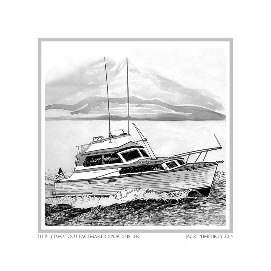 Heartthrob, the boat Drawing by Jack Pumphrey
