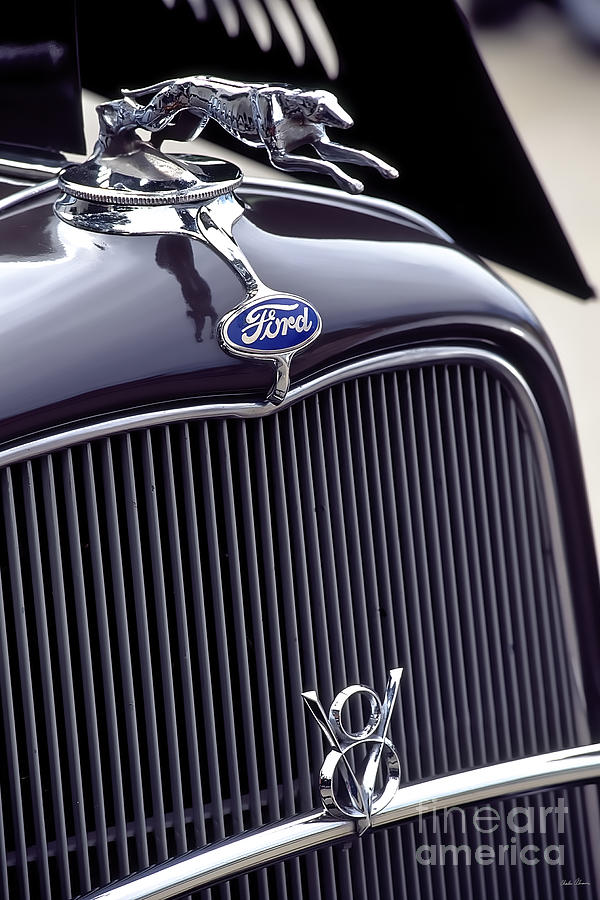 '32 Ford V 8 Hood Ornament and Grill Photograph by Charles Abrams - Pixels