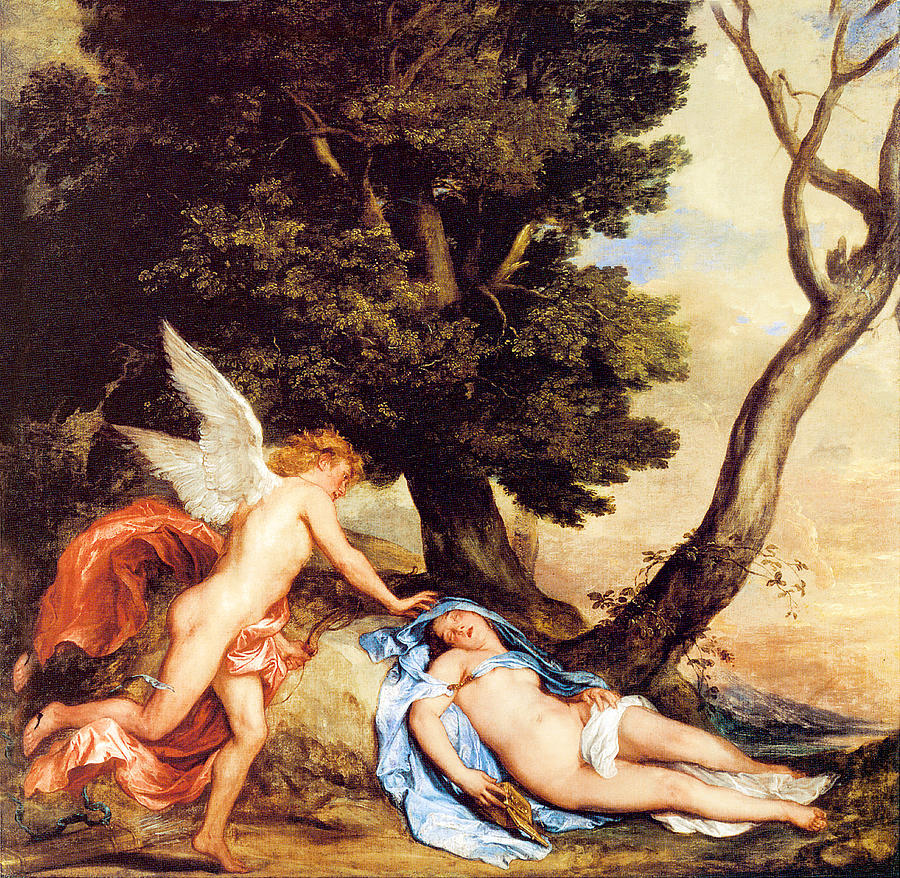 Anthony Van Dyck Painting - Cupid and Psyche by Anthony van Dyck