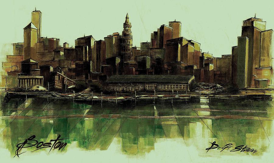 Boston Skyline #33 Painting by Diane Strain
