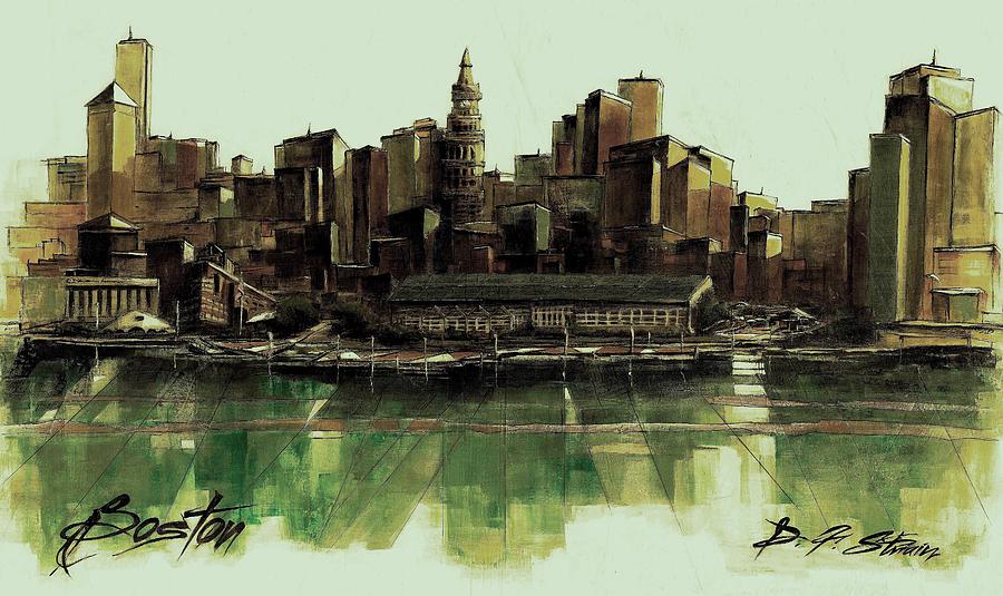 Boston Skyline #34 Painting by Diane Strain