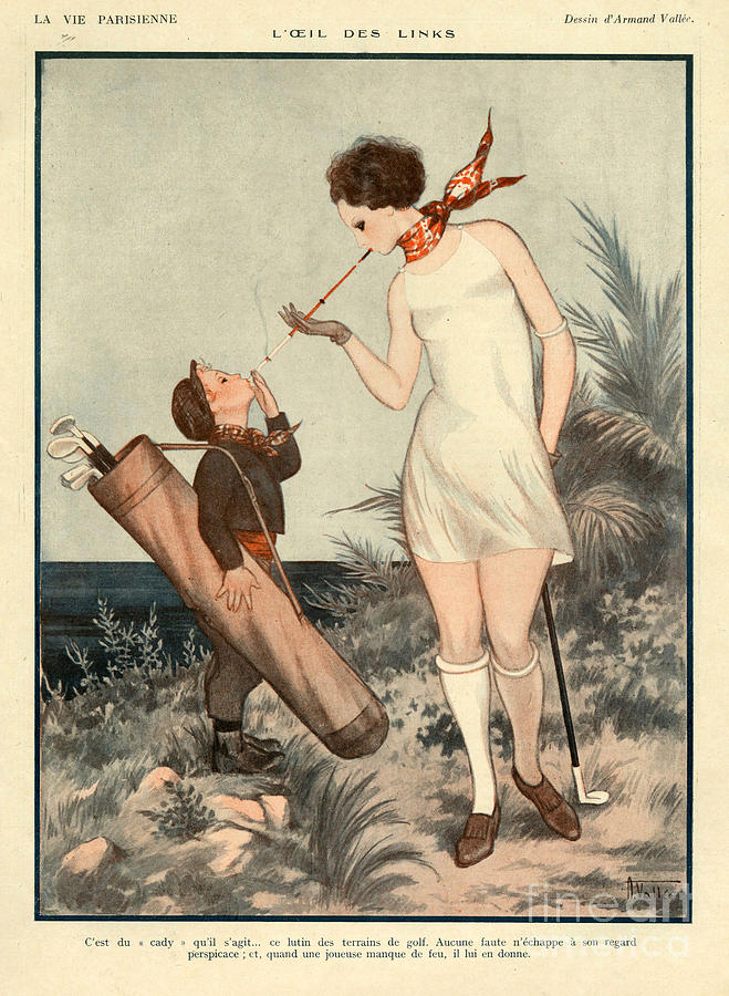 Golf Drawing - 1920s France La Vie Parisienne Magazine #342 by The Advertising Archives