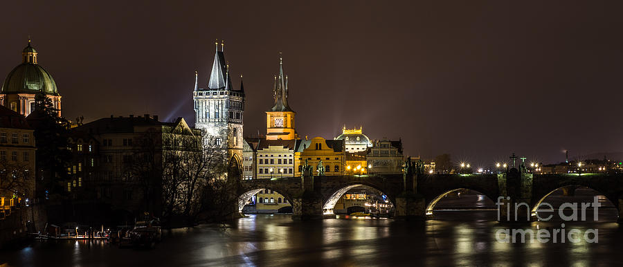 Prague by night #35 Photograph by Jorgen Norgaard