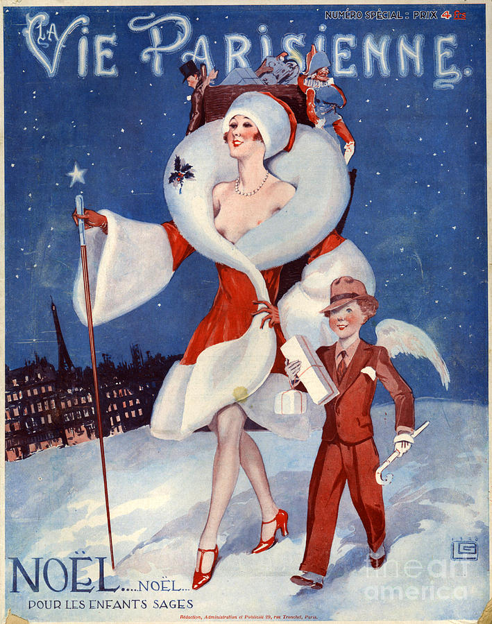 Christmas Drawing - 1920s France La Vie Parisienne Magazine #350 by The Advertising Archives
