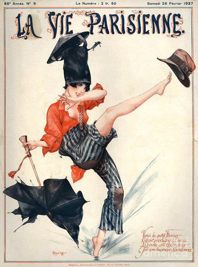 Hat Drawing - 1920s France La Vie Parisienne Magazine #354 by The Advertising Archives