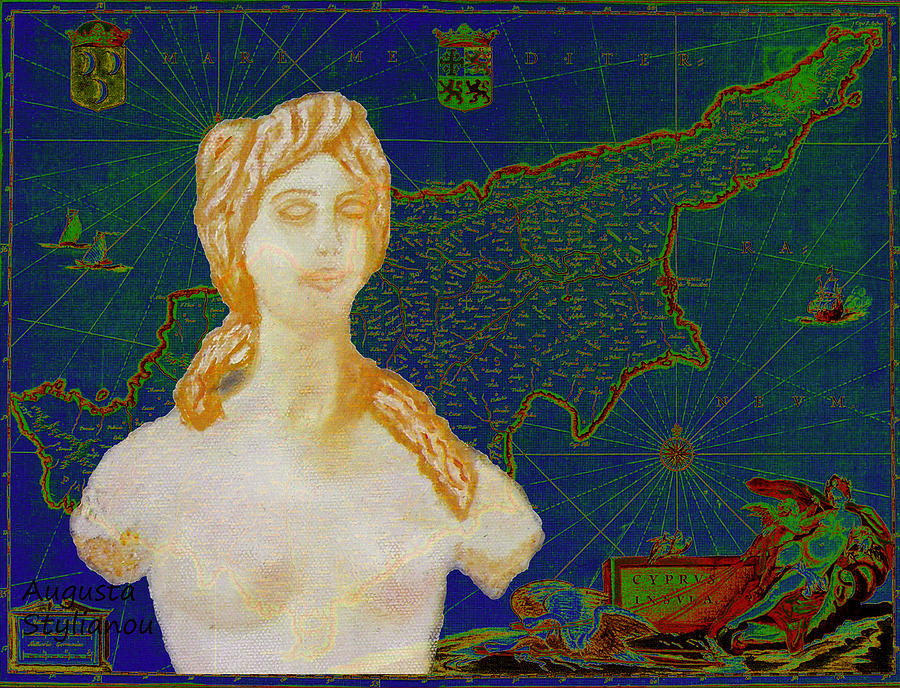 Ancient Cyprus Map and Aphrodite Digital Art by Augusta Stylianou