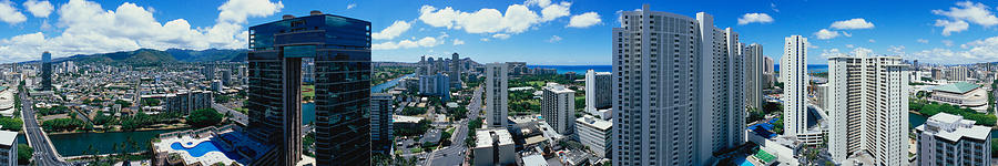 360 Degree View Of A City, Waikiki Photograph by Panoramic Images